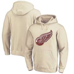 Men\'s Customized Detroit Red Wings Cream All Stitched Pullover Hoodie