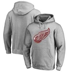 Men's Customized Detroit Red Wings Gray All Stitched Pullover Hoodie