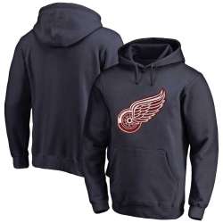Men\'s Customized Detroit Red Wings Navy All Stitched Pullover Hoodie