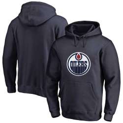 Men's Customized Edmonton Oilers Navy All Stitched Pullover Hoodie