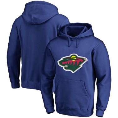 Men's Customized Minnesota Wild Blue All Stitched Pullover Hoodie