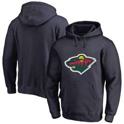 Men\'s Customized Minnesota Wild Navy All Stitched Pullover Hoodie