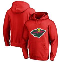 Men's Customized Minnesota Wild Red All Stitched Pullover Hoodie