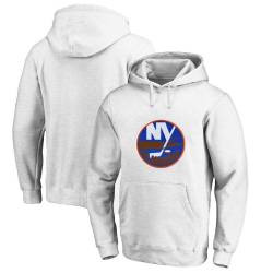 Men's Customized New York Islanders White All Stitched Pullover Hoodie