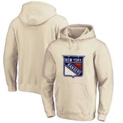 Men\'s Customized New York Rangers Cream All Stitched Pullover Hoodie