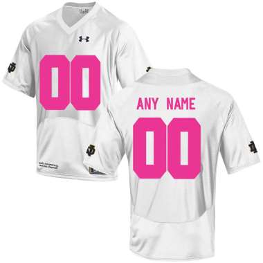 Men's Customized Notre Dame Fighting Irish White 2018 Breast Cancer Awareness College Football Jersey