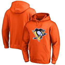 Men's Customized Pittsburgh Penguins Orange All Stitched Pullover Hoodie
