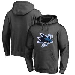 Men's Customized San Jose Sharks Dark Gray All Stitched Pullover Hoodie