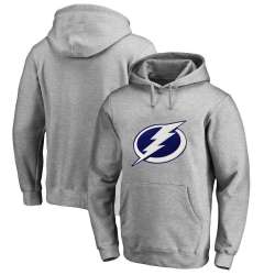 Men's Customized Tampa Bay Lightning Gray All Stitched Pullover Hoodie