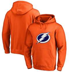 Men's Customized Tampa Bay Lightning Orange All Stitched Pullover Hoodie
