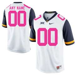 Men's Customized West Virginia Mountaineers White 2018 Breast Cancer Awareness College Football Jersey