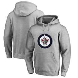 Men\'s Customized Winnipeg Jets Gray All Stitched Pullover Hoodie