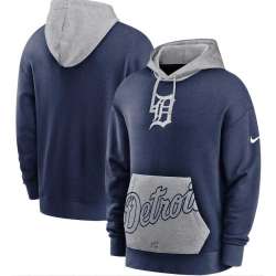 Men's Detroit Tigers Nike Navy Gray Heritage Tri Blend Pullover Hoodie