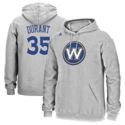 Men's Golden State Warriors #35 Kevin Durant Heathered Gray Name & Number Pullover Hoodie FengYun