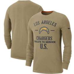 Men\'s Los Angeles Chargers Nike Tan 2019 Salute to Service Sideline Performance Long Sleeve Shirt