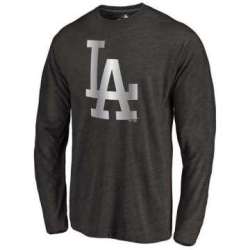 Men's Los Angeles Dodgers Platinum Collection Long Sleeve Tri-Blend T-Shirt LanTian - Black