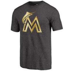 Men's Miami Marlins Fanatics Apparel Gold Collection Tri-Blend T-Shirt LanTian - Black