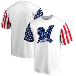 Men's Milwaukee Brewers Fanatics Branded Stars & Stripes T-Shirt White FengYun