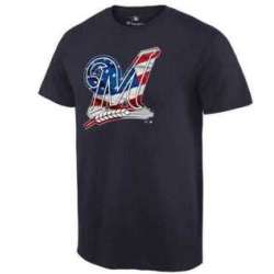 Men's Milwaukee Brewers Navy Banner Wave T-Shirt
