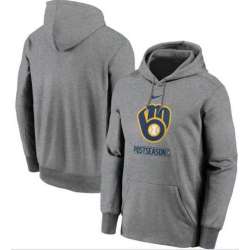 Men\'s Milwaukee Brewers Nike Gray 2020 Postseason Collection Pullover Hoodie