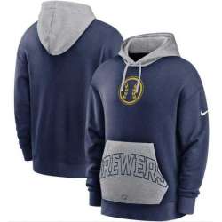 Men\'s Milwaukee Brewers Nike Navy Gray Heritage Tri Blend Pullover Hoodie