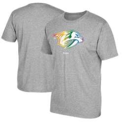 Men's Nashville Predators Gray Reebok Rainbow Pride Short Sleeve T-Shirt FengYun