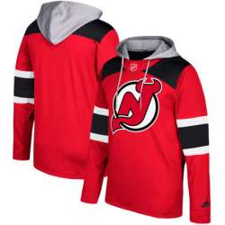 Men\'s New Jersey Devils Adidas Red Silver Jersey Pullover Hoodie
