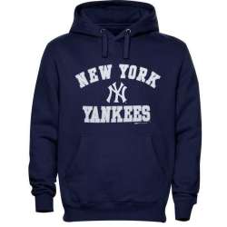Men's New York Yankees Stitches Fastball Fleece Pullover Hoodie-Navy Blue