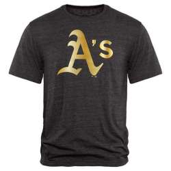 Men's Oakland Athletics Fanatics Apparel Gold Collection Tri-Blend T-Shirt LanTian - Black