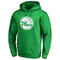 Men\'s Philadelphia 76ers Fanatics Branded Kelly Green St. Patrick\'s Day White Logo Pullover Hoodie FengYun