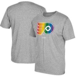 Men's Philadelphia Flyers Gray Reebok Rainbow Pride Short Sleeve T-Shirt FengYun