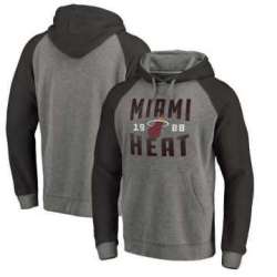 Miami Heat Fanatics Branded Ash Antique Stack Tri Blend Raglan Pullover Hoodie Fyun