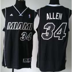 Miami Heat #34 Ray Allen Revolution 30 Swingman All Black With White Jerseys