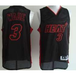 Miami Heat #3 Dwyane Wade All Black With Red Shadow Swingman Jerseys
