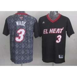 Miami Heat #3 Dwyane Wade Revolution 30 Swingman 2014 Noche Latina Black Jerseys