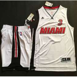 Miami Heat #3 Dwyane Wade White Throwback A Set Stitched NBA Jersey