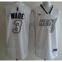 Miami Heat #3 Dwyane Wade White With Silvery Fashion Swingman Jerseys