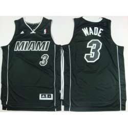Miami Heat #3 Wade Revolution 30 Full Black Shadow Swingman Jerseys