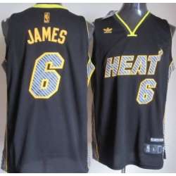 Miami Heat #6 LeBron James Black Electricity Fashion Jerseys