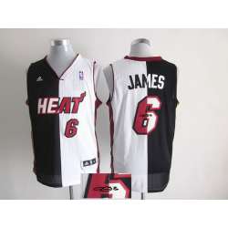 Miami Heat #6 LeBron James Revolution 30 Swingman Black And White Split Signature Edition Jerseys