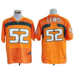 Miami Hurricanes #52 Lewis Orange NCAA Jerseys