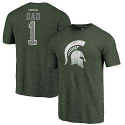 Michigan State Spartans Fanatics Branded Green Greatest Dad Tri Blend T-Shirt
