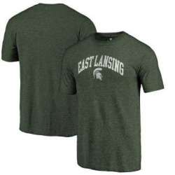 Michigan State Spartans Fanatics Branded Heathered Green Hometown Arched City Tri Blend T-Shirt