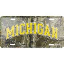 Michigan Wolverines Woodland Embossed Metal Plate