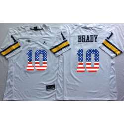 Michigan Wolverines #10 Tom Brady White USA Flag College Stitched Jersey
