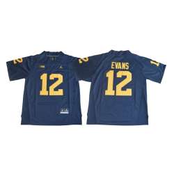 Michigan Wolverines #12 Chris Evans Navy College Football Jersey