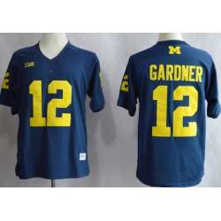 Michigan Wolverines #12 Devin Gardner Navy Blue Big 10 Patch Jerseys
