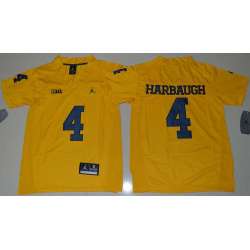 Michigan Wolverines #4 Jim Harbaugh Gold College Football Stitched Jersey