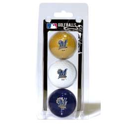 Milwaukee Brewers 3 Pack of Golf Balls