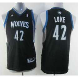 Minnesota Timberwolves #42 Kevin Love Black And Gray Fadeaway Fashion Jerseys